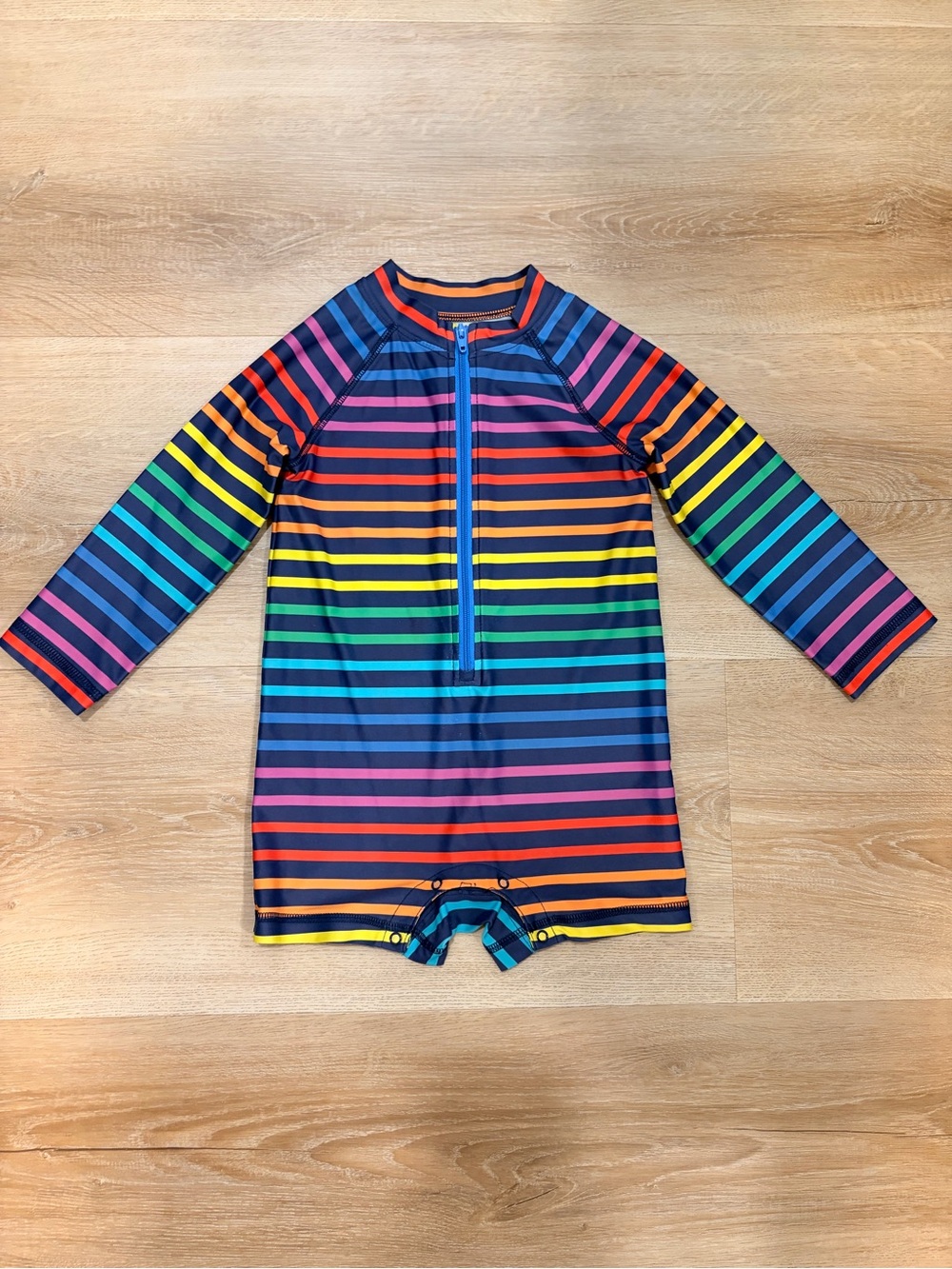Primary Kids Rainbow Stripe Long-Sleeve Swim Romper - 18-24 months